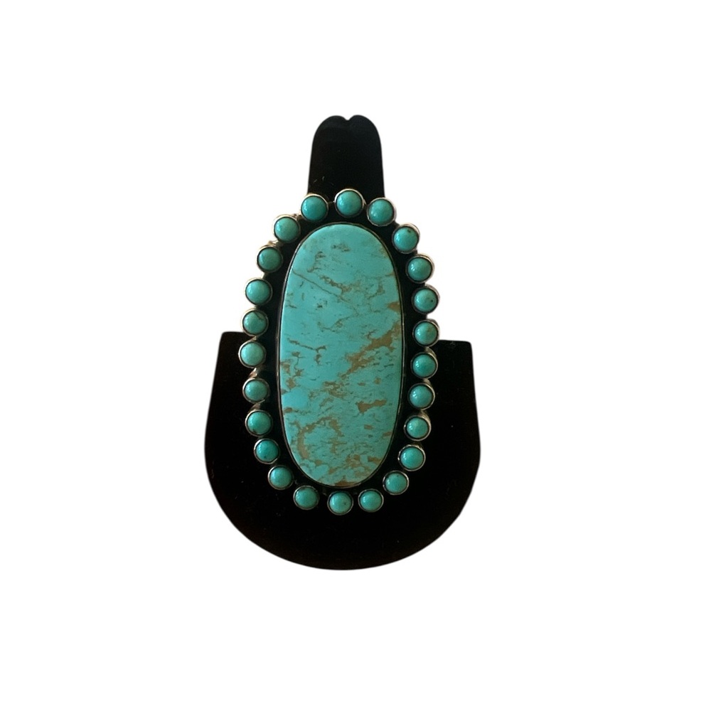 Turquoise Oval Statement Ring - image 1